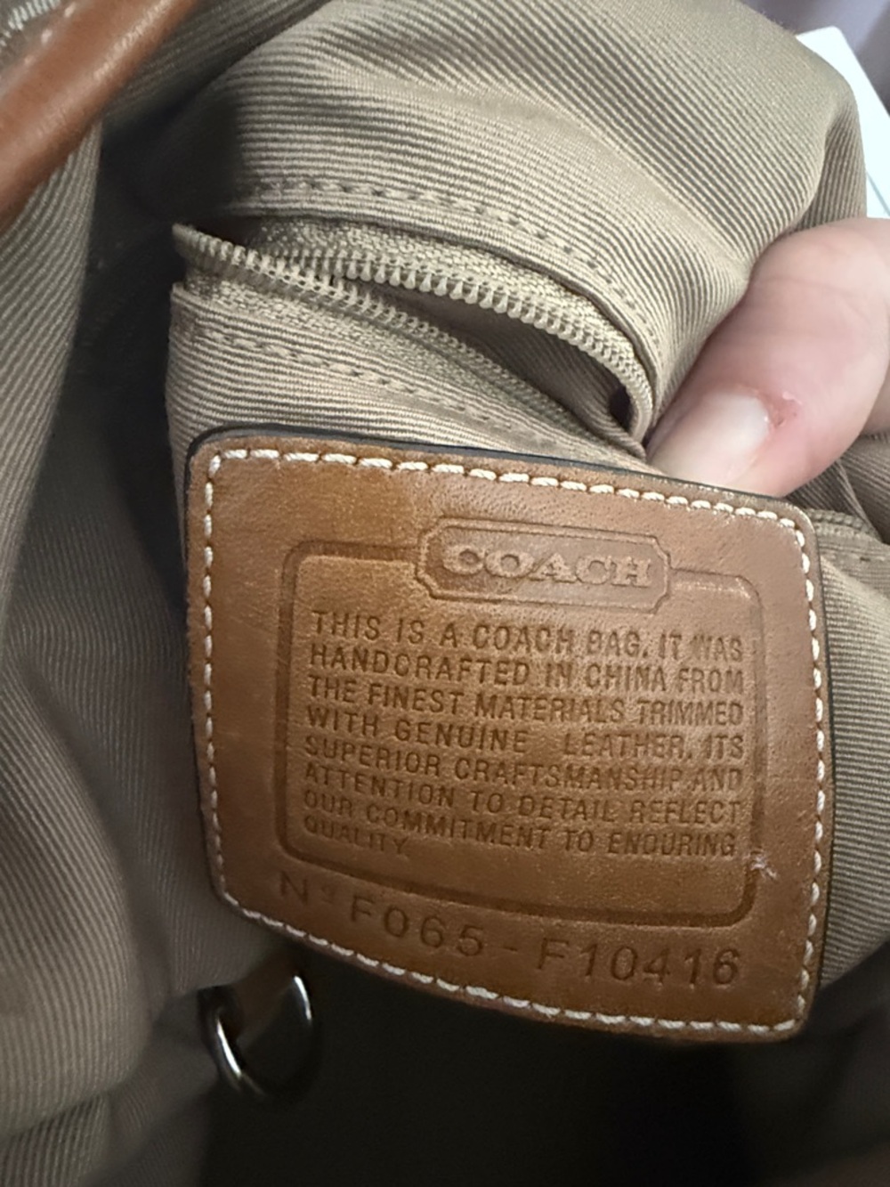 Coach Signature Crossbody Shoulder Bag F10416 Brown Tan Canvas Leather Tassel - Picture 8 of 8